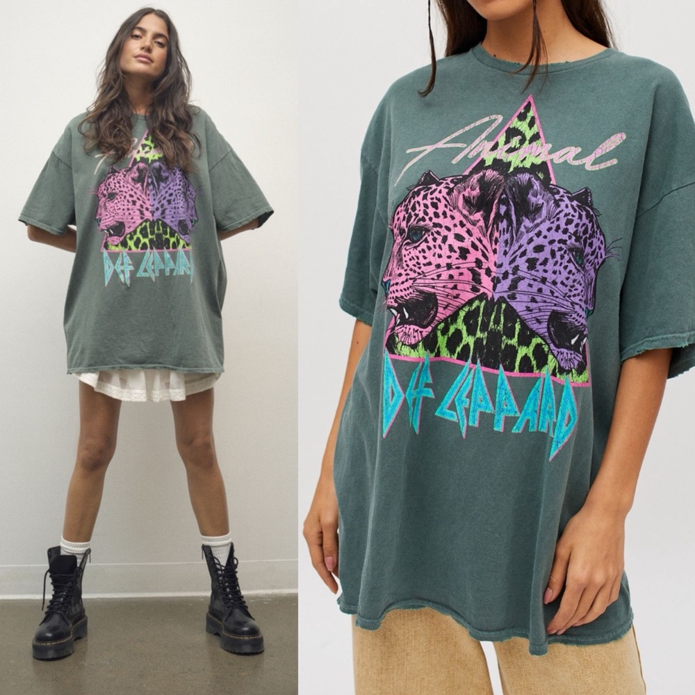 Urban Outfitters Def Leppard Double Animal T-Shirt Dress